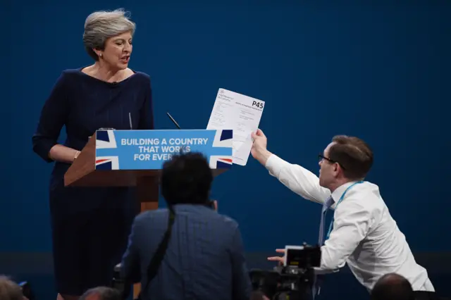 Theresa May interrupted during speech