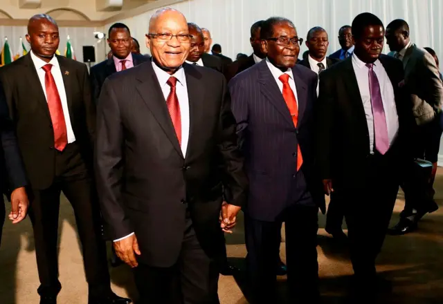 Jacob Zuma and Robert Mugabe