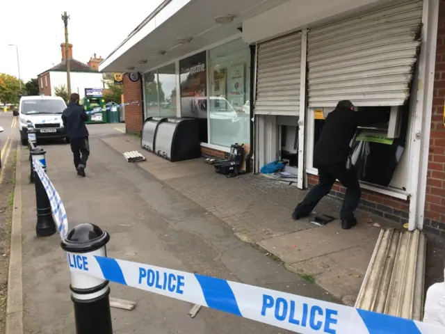 Scene of Countesthorpe cash machine raid