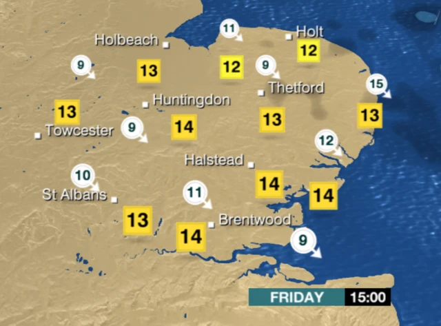 BBC East weather map