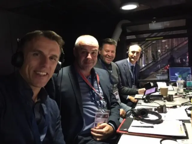 Phil Neville, Ian Dennis, Chris Waddle and John Murray at Wembley