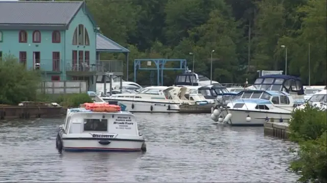 Broads cruisers at Wroxham