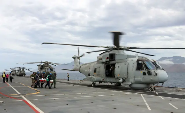 Casualty being airlifted