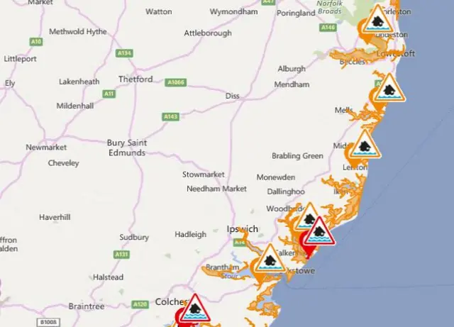 Environment Agency map showing areas at risk of flooding