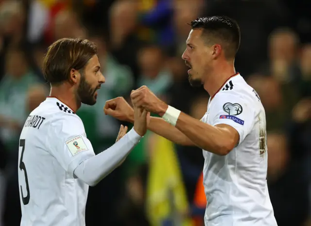 Sandro Wagner of Germany celebrates