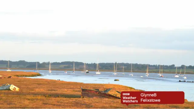 Still waters in the estuary at Felixstowe
