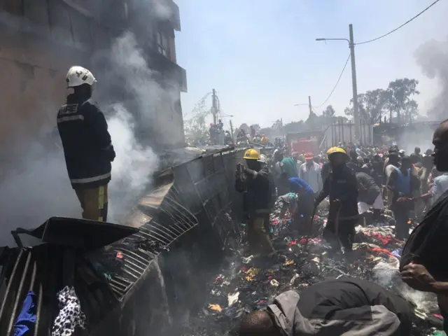 fire fighters in Gikomba market