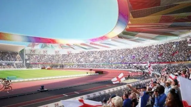 Artist impression of a refurbished Alexander Stadium