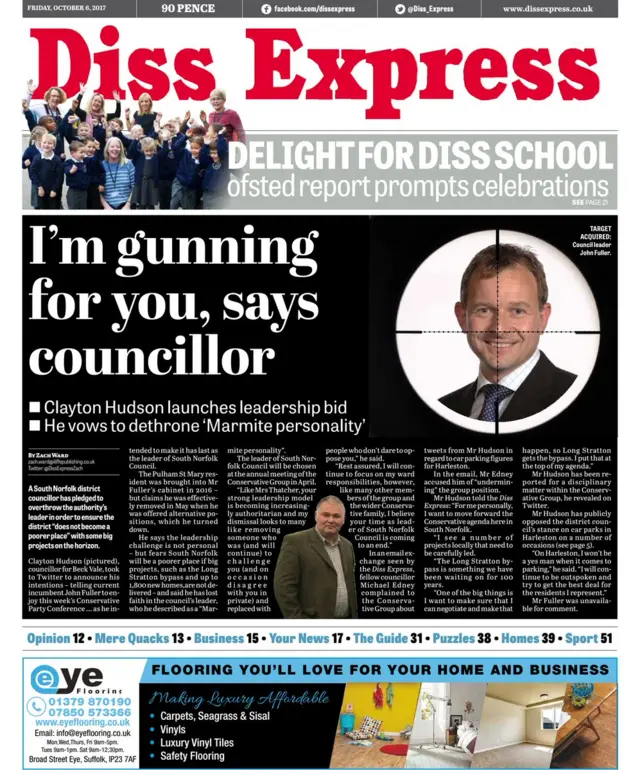 Front page of Diss Express