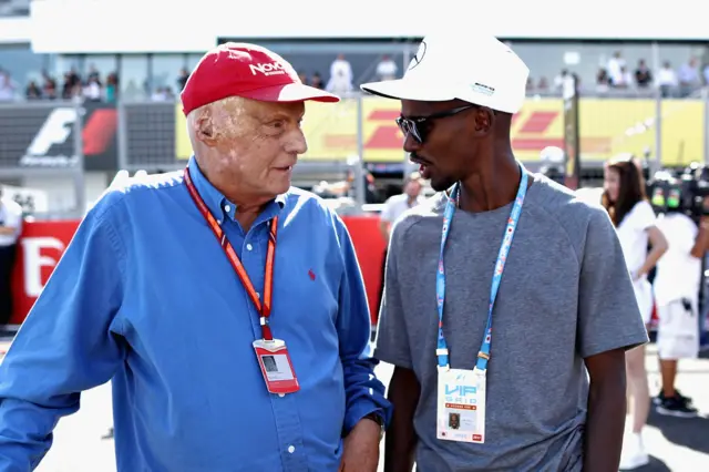 Nicki Lauda and Mo Farah