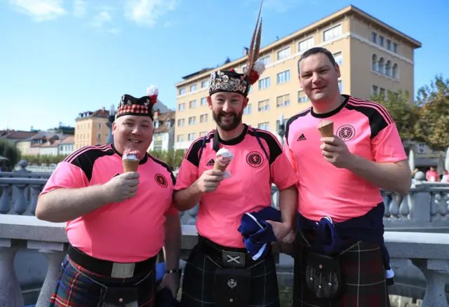 Scotland supporters enjoying ice cream cones