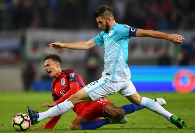 Bostjan Cesar in action against England