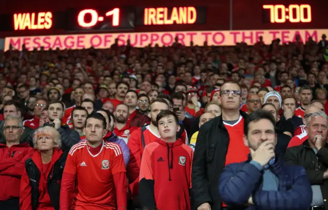 Wales fans look dejected