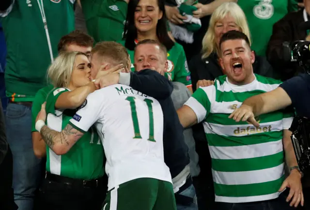 James McClean celebrates in the crowd