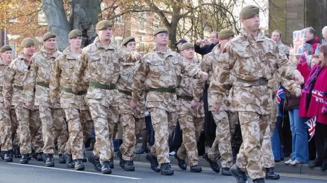 Mercian regiment on parade in Worcester