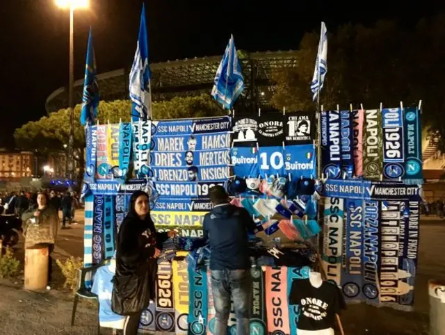 Scarf sellers outside Napoli's stadium