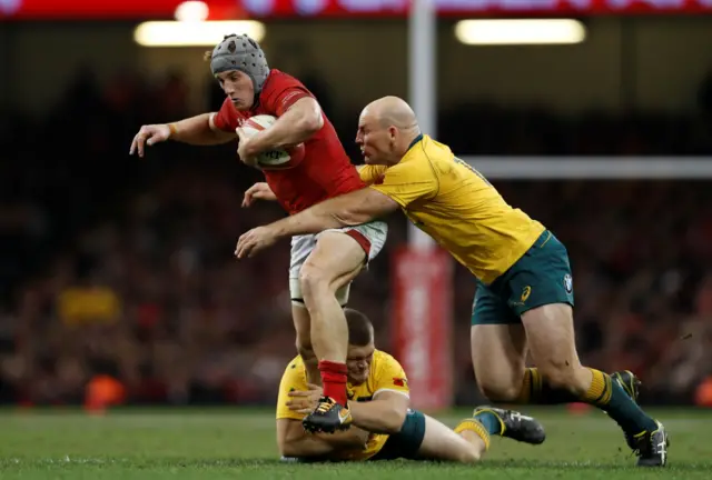 Wales' Jonathan Davies in action