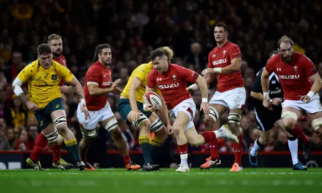 Wales' Gareth Davies in action