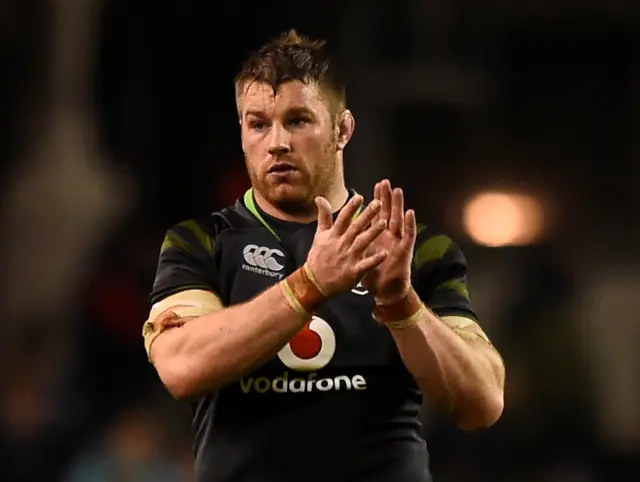 Ireland's Sean O'Brien applauds the fans
