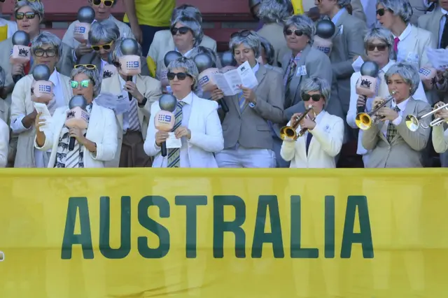 Fans dressed as Richie Benaud