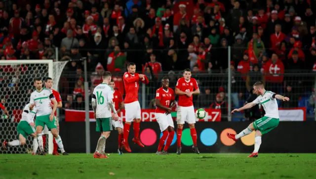 Chris Brunt with a free-kick