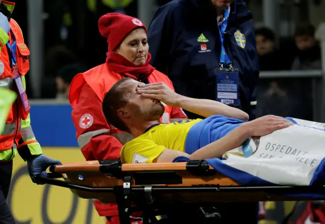 Sweden's Johansson goes off injured