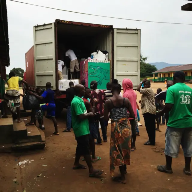 Aid container in Sierra Leone