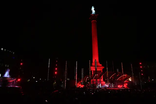 U2 perform at Trafalgar Square