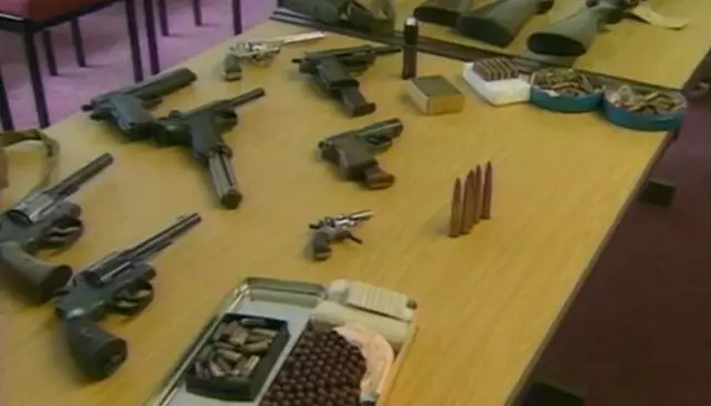 Guns on a table