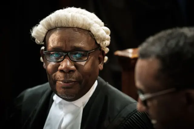 Githu Muigai, the Attorney General of the Republic of Kenya, looks on before the hearing seeking to nullify the October 26 repeat presidential election on grounds that the IEBC did not conduct fresh nominations for candidates before gazetting the names and proceeding with the poll, on November 14, 2017 at the Nairobi supreme court of justice.