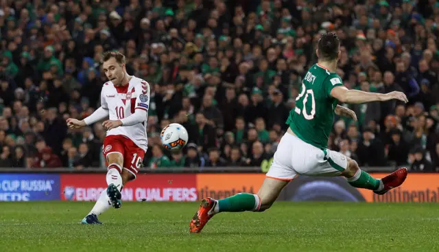 Christian Eriksen scores for Denmark