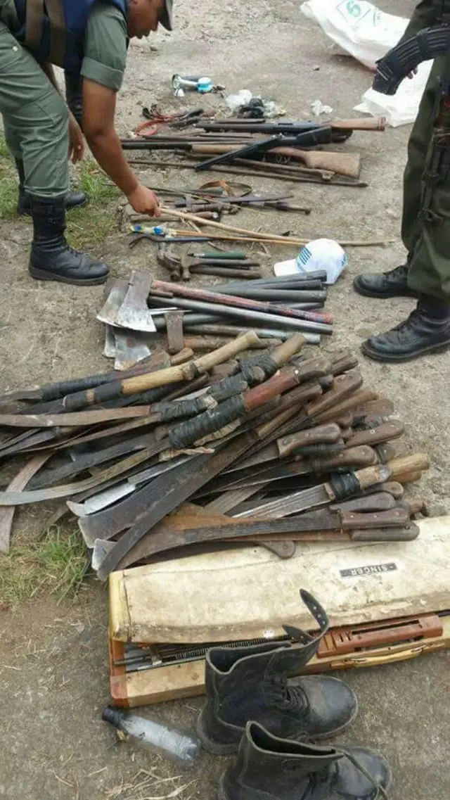 Tools and utensils collected in the raid