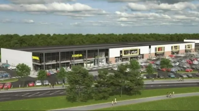 Plans for the shopping centre showing shops.