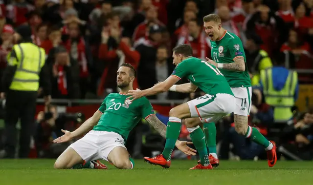 Shane Duffy scores for Ireland