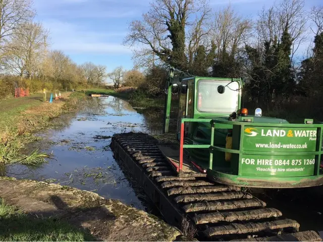 a dredger in the canal.