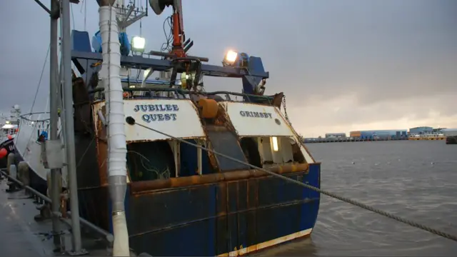 The Jubilee Quest Trawler in Grimsby Dock.