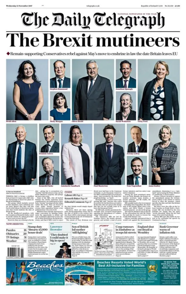 Front page of The Daily Telegraph