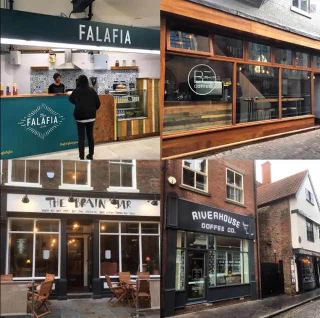 Pictures showing news shops in the old town area of Hull.