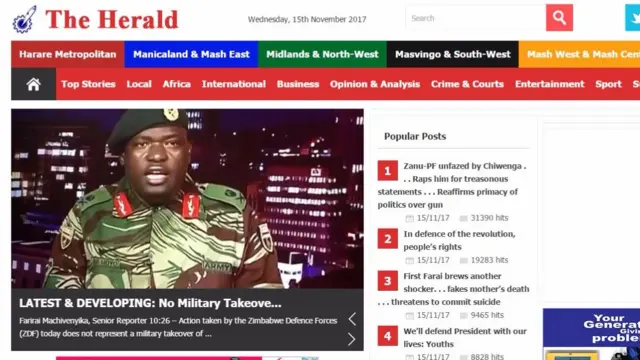 A screenshot of the Herald newspaper website