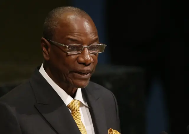 Guinea President Alpha Conde addresses the 72nd United Nations General Assembly at UN headquarters in New York, September 2017.