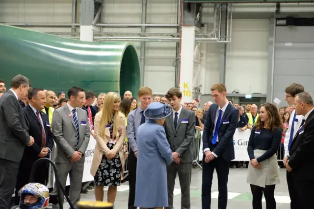 The Queen meeting apprentices and representatives from the 'Pathway Plus' scheme.