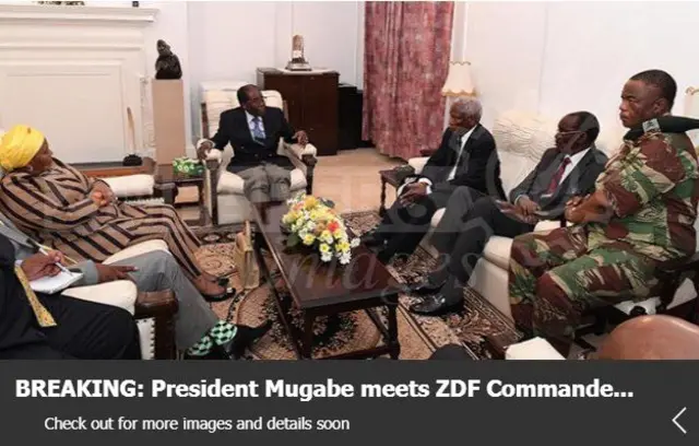 Screen grab of The Herald's photo of negotiations with President Mugabe