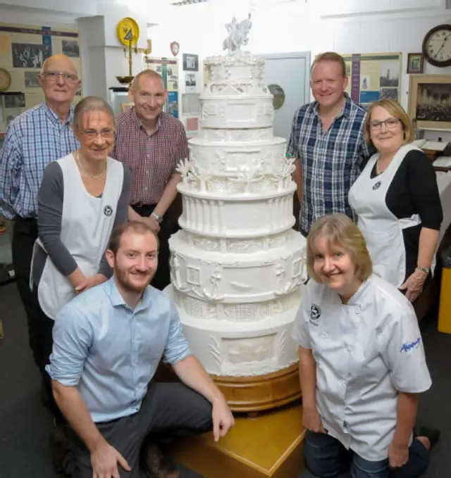 Cake with staff from University of Warwick