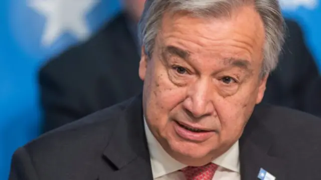 Antonio Guterres, UN Secretary General, attends the London Conference on Somalia at Lancaster House on May 11, 2017 in London, England.