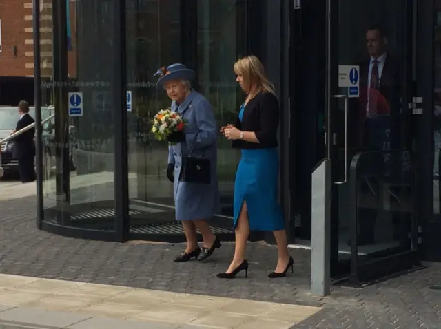 The Queen leaving the Allam Medical Building.