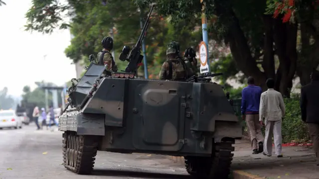 An armoured vehicle in Harare, Zimbabwe - 16 November 2017