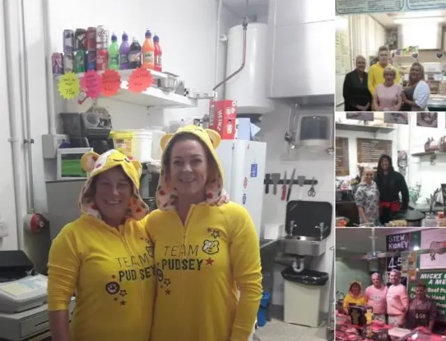 Traders dressed up in Pudsey onesies