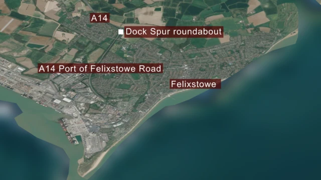 Map showing location of Dock Spur roundabout