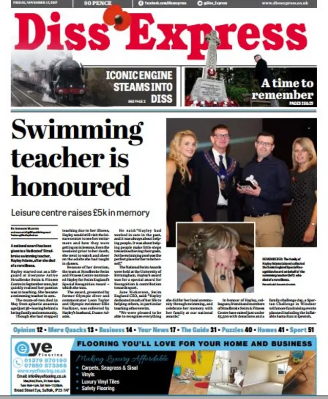 Front page of Diss Express