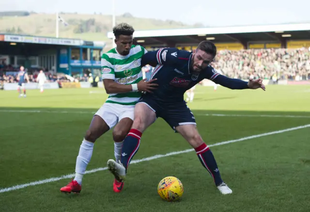 Scott Sinclair competes with Ross County's Jason Naismith